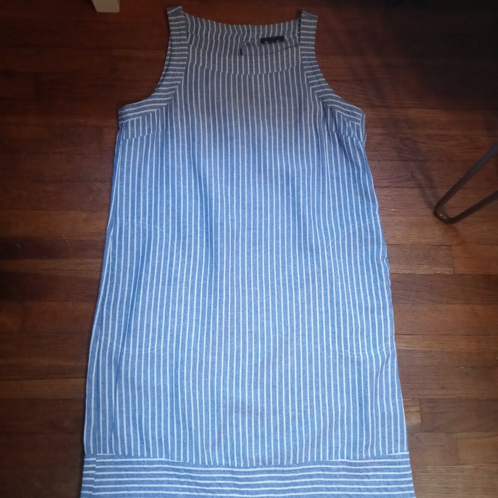 FOR CYNTHIA linen blend sleeveless shift dress in stripe (L) - Picture 3 of 15